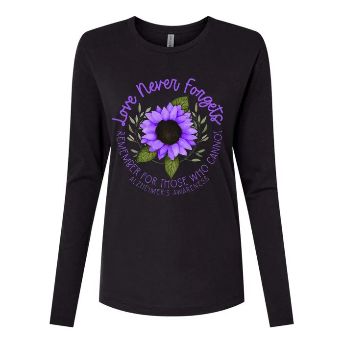 Alzheimer Awareness And Women Purple Sunflower Womens Cotton Relaxed Long Sleeve T-Shirt