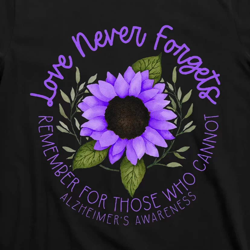 Alzheimer Awareness And Women Purple Sunflower T-Shirt