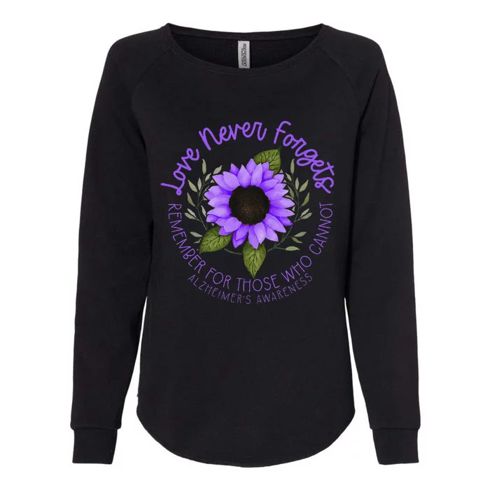 Alzheimer Awareness And Women Purple Sunflower Womens California Wash Sweatshirt