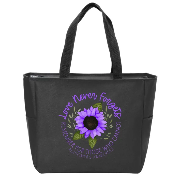 Alzheimer Awareness And Women Purple Sunflower Zip Tote Bag