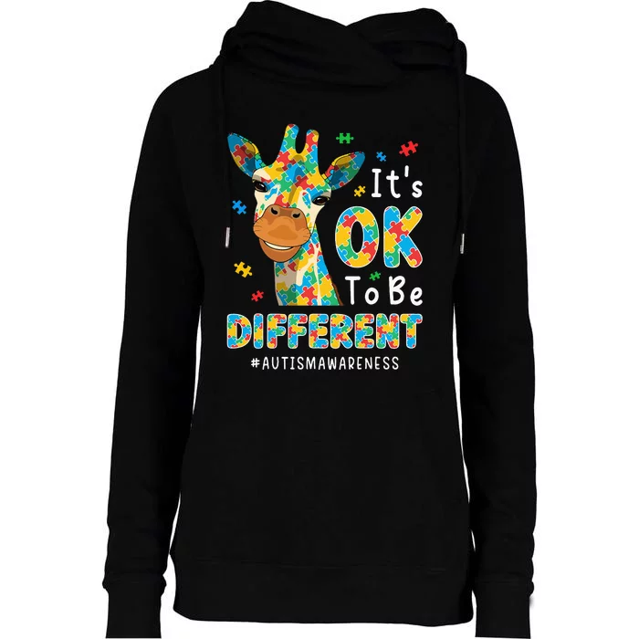 Autism Awareness Acceptance  Its Ok To Be Different Womens Funnel Neck Pullover Hood