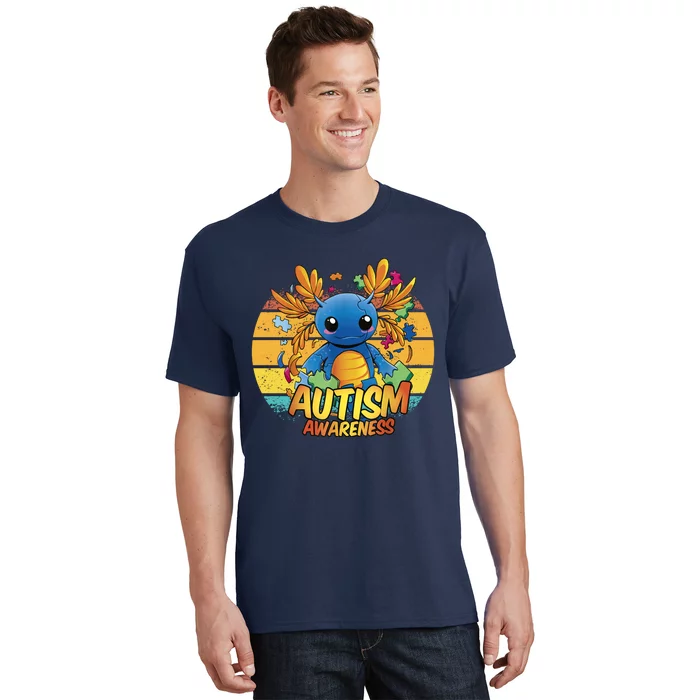 Axolotl Autism Awareness Funny Retro Vintage T-Shirt