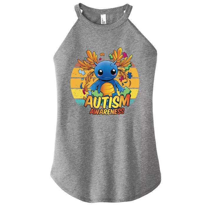 Axolotl Autism Awareness Funny Retro Vintage Women’s Perfect Tri Rocker Tank