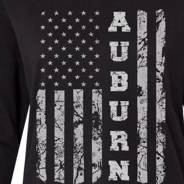 Auburn Alabama American Flag Womens Cotton Relaxed Long Sleeve T-Shirt