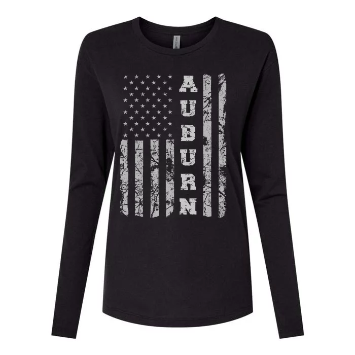 Auburn Alabama American Flag Womens Cotton Relaxed Long Sleeve T-Shirt