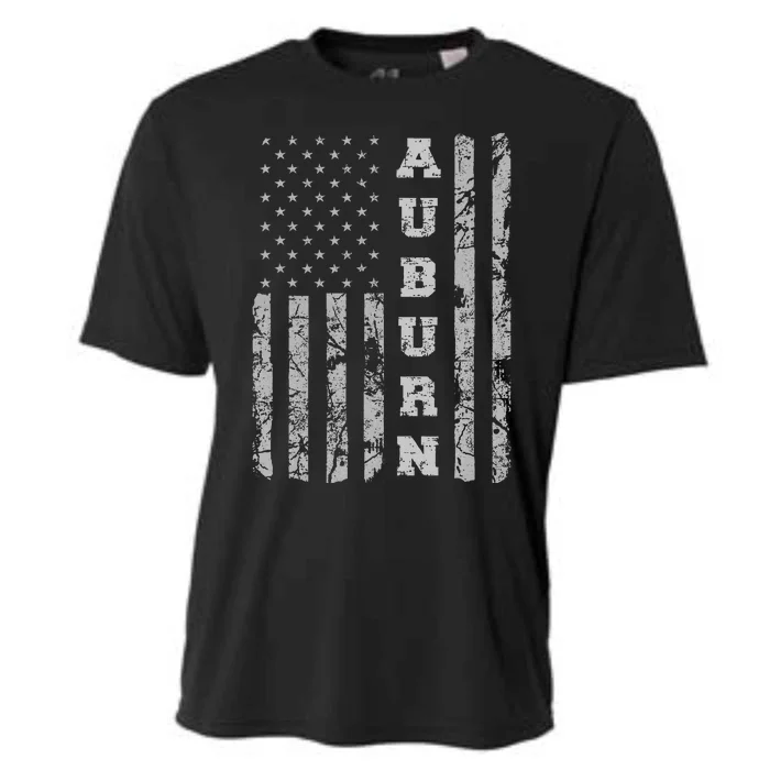 Auburn Alabama American Flag Cooling Performance Crew T-Shirt