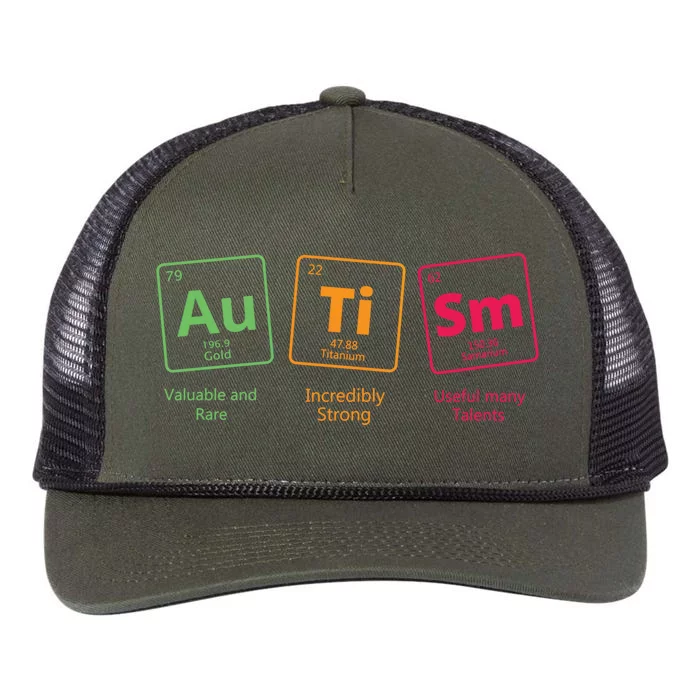 Awareness Autistic Autism Periodic Table Of Elets Gift Retro Rope Trucker Hat Cap