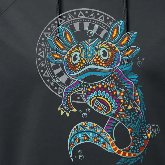 Axolotl Art Aztec Mexico Mexican Performance Fleece Hoodie