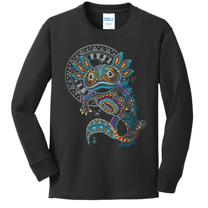 Axolotl Art Aztec Mexico Mexican Kids Long Sleeve Shirt