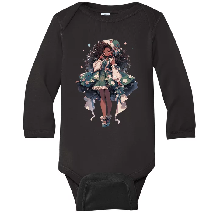 African American Anime Girl Baby Long Sleeve Bodysuit