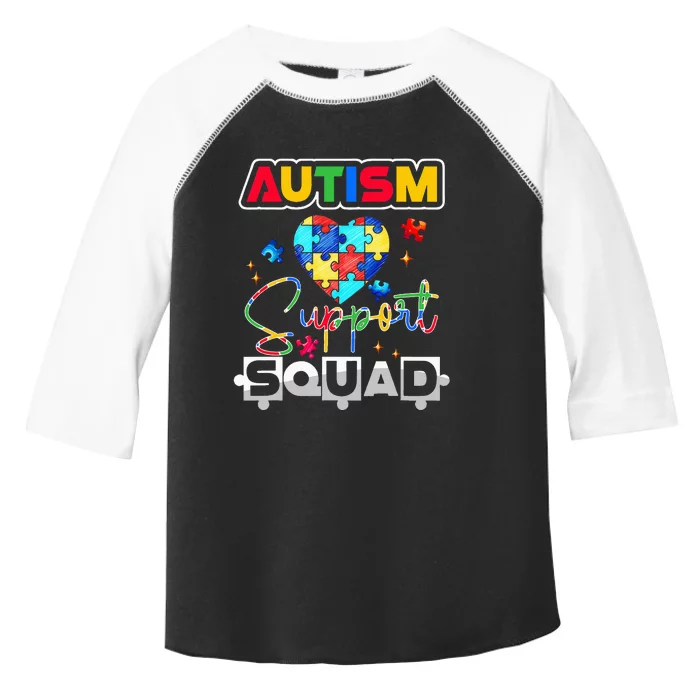 Autism Awareness Autism Squad Support Team Colorful Puzzle Toddler Fine Jersey T-Shirt