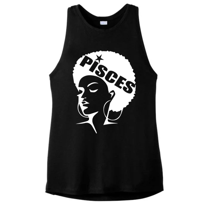 African American Afro Pisces Zodiac Great Gift Ladies Tri-Blend Wicking Tank