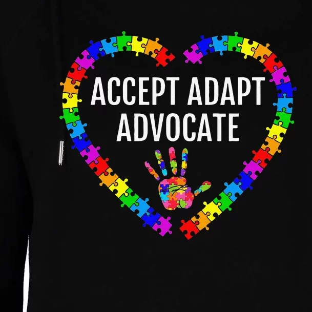 Accept Adapt Advocate Autism Awareness Gift Womens Funnel Neck Pullover Hood