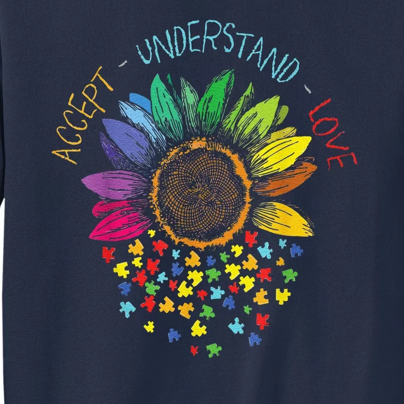 Autism Awareness Accept Understand Love ASD Rainbow Flower Sweatshirt