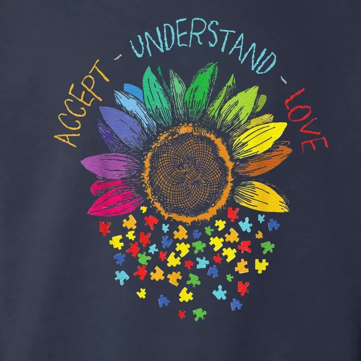 Autism Awareness Accept Understand Love ASD Rainbow Flower Toddler Hoodie