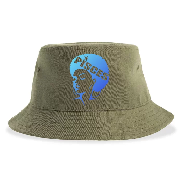 African American Afro Pisces Zodiac Great Gift Sustainable Bucket Hat