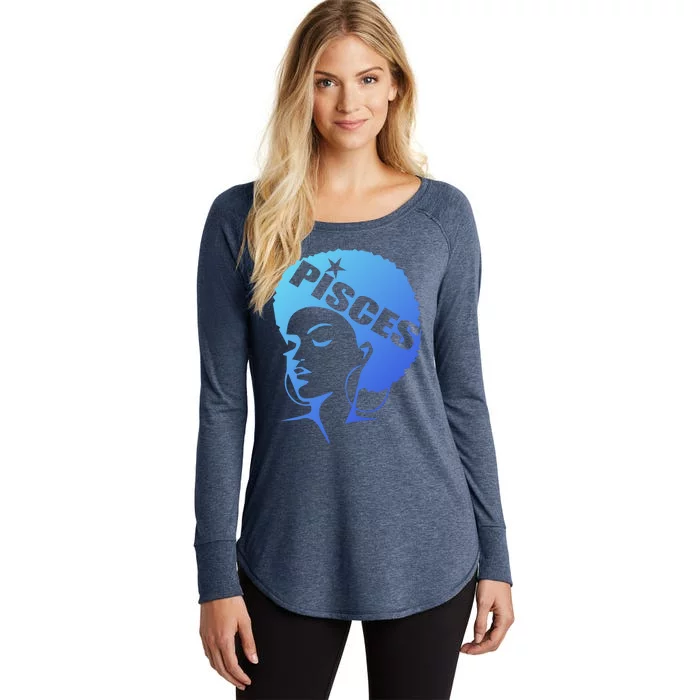 African American Afro Pisces Zodiac Great Gift Women's Perfect Tri Tunic Long Sleeve Shirt