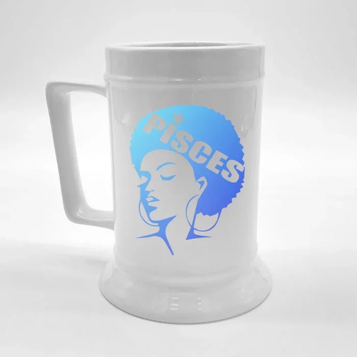 African American Afro Pisces Zodiac Great Gift Front & Back Beer Stein