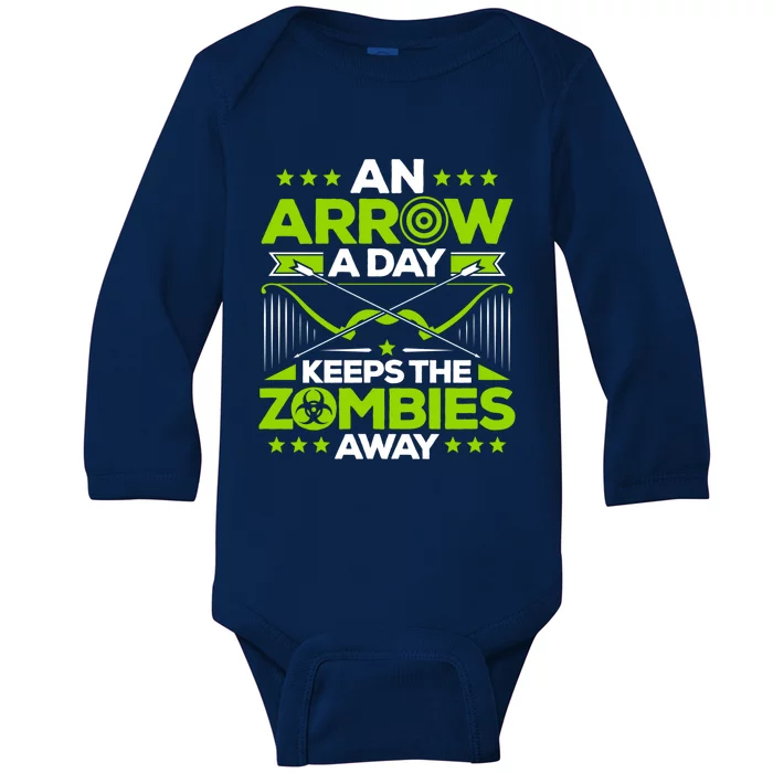 Archery An Arrow A Day Keeps The Zombies Away Archer Funny Gift Baby Long Sleeve Bodysuit