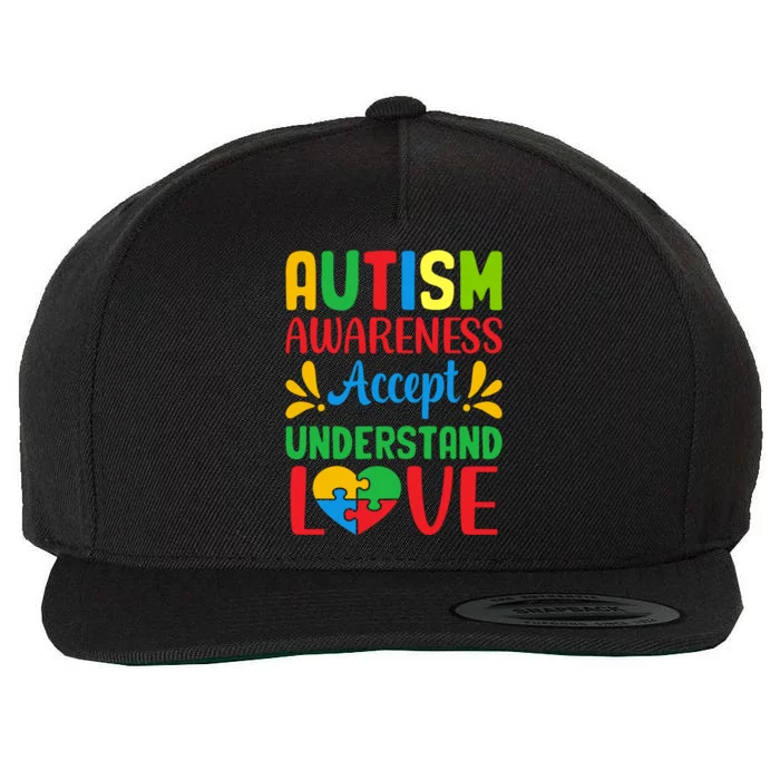 Autism Awareness Autism Advocacy Autism Slogan Puzzle Pieces Wool Snapback Cap