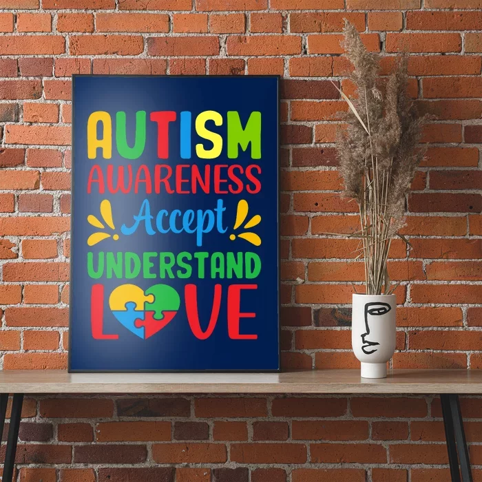 Autism Awareness Autism Advocacy Autism Slogan Puzzle Pieces Poster