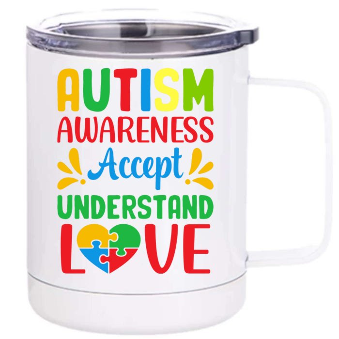 Autism Awareness Autism Advocacy Autism Slogan Puzzle Pieces Front & Back 12oz Stainless Steel Tumbler Cup