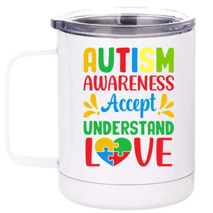 Autism Awareness Autism Advocacy Autism Slogan Puzzle Pieces Front & Back 12oz Stainless Steel Tumbler Cup