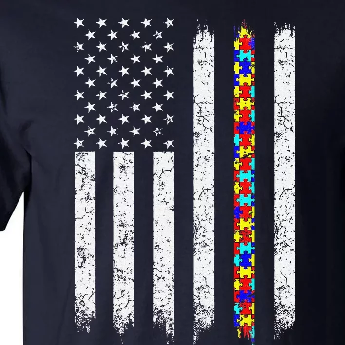 Autism Awareness American Flag Tall T-Shirt