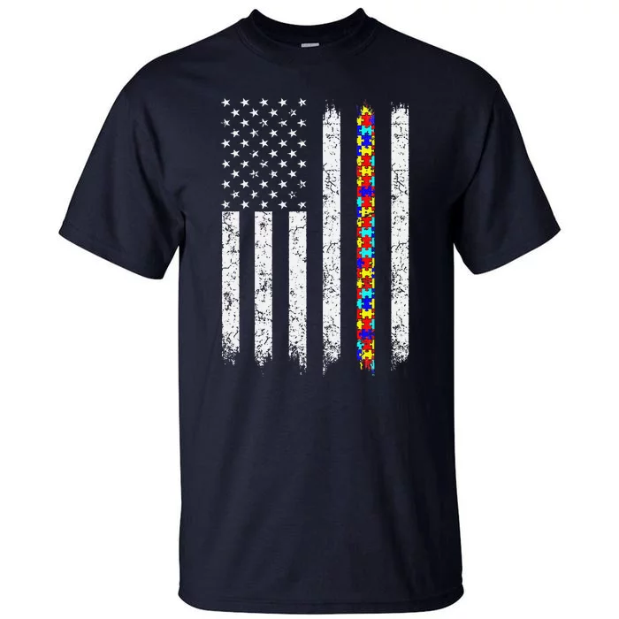 Autism Awareness American Flag Tall T-Shirt