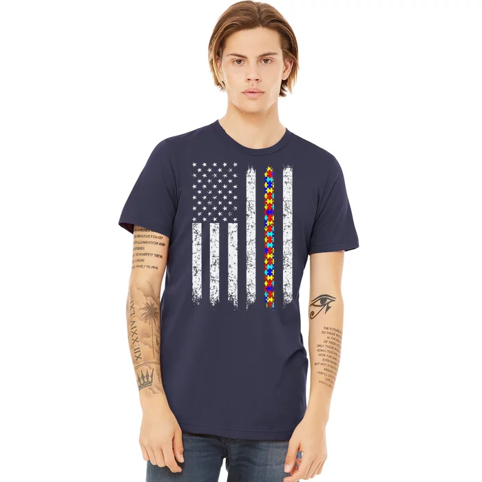 Autism Awareness American Flag Premium T-Shirt