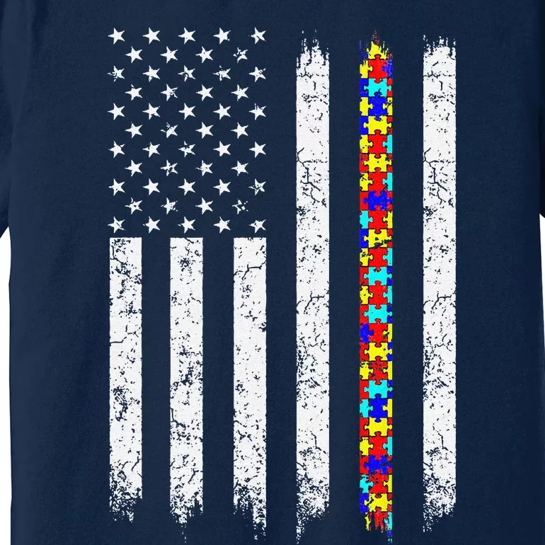 Autism Awareness American Flag Premium T-Shirt