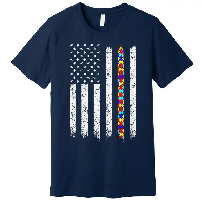 Autism Awareness American Flag Premium T-Shirt