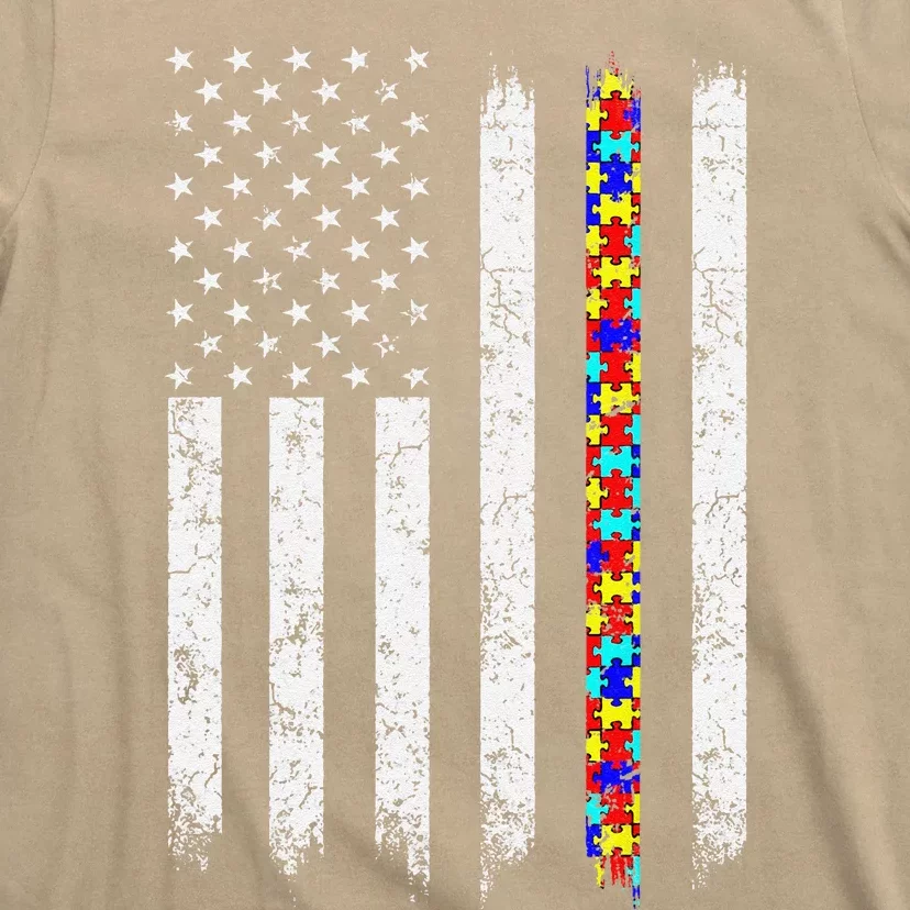 Autism Awareness American Flag T-Shirt