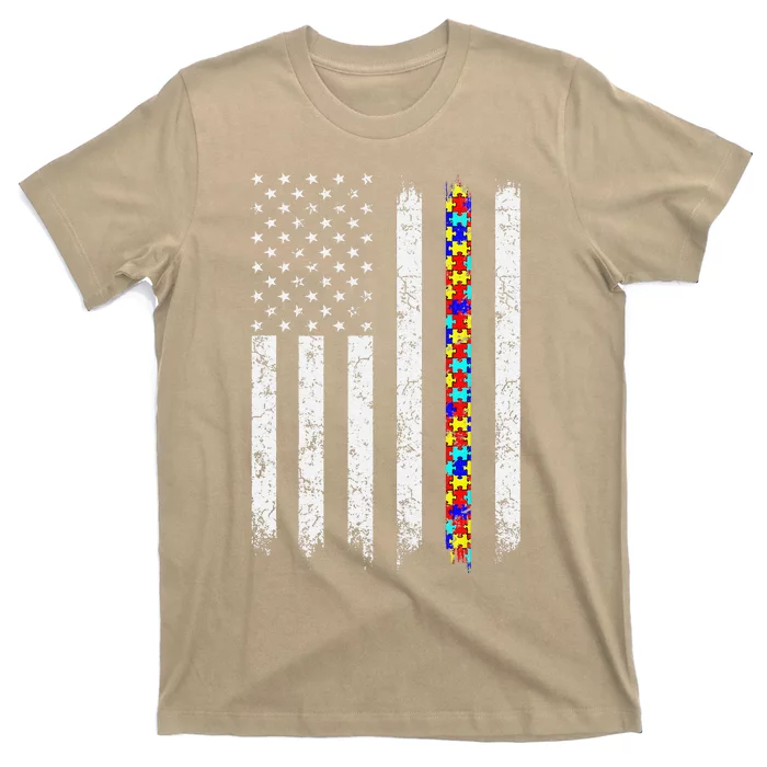 Autism Awareness American Flag T-Shirt