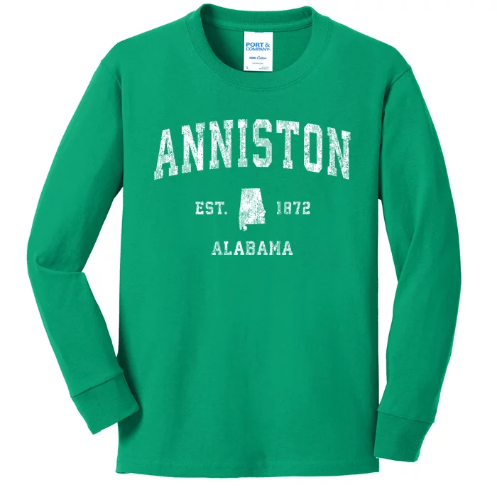 Anniston Alabama Al Vintage Athletic Sports Kids Long Sleeve Shirt