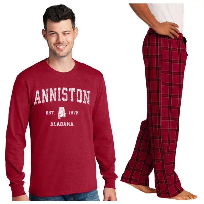 Anniston Alabama Al Vintage Athletic Sports Long Sleeve Pajama Set