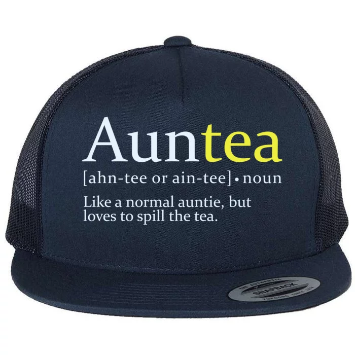 African American Aunt Auntie Love To Gossip Spill Tea Gift Flat Bill Trucker Hat