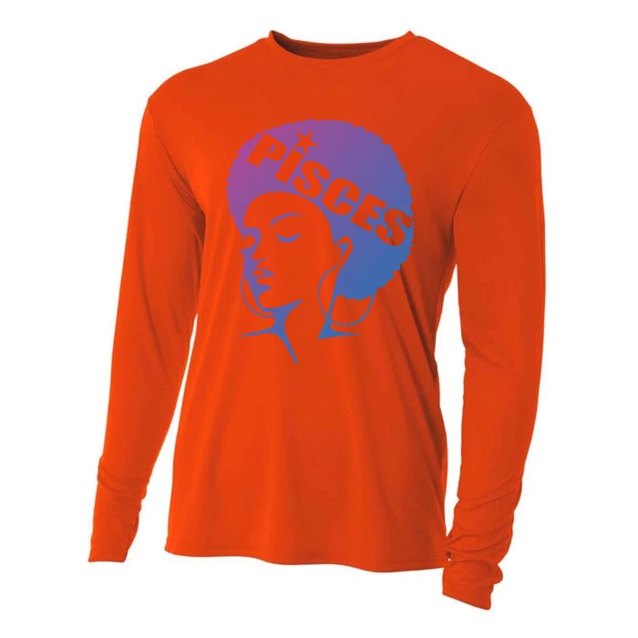 African American Afro Pisces Zodiac Great Gift Cooling Performance Long Sleeve Crew