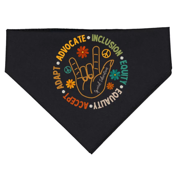 Accept Adapt Advocate Inclusion Equity Equality USA-Made Doggie Bandana