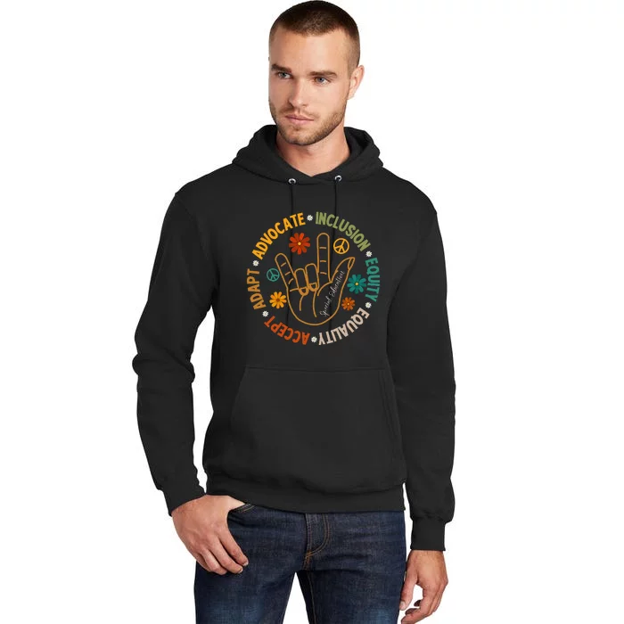 Accept Adapt Advocate Inclusion Equity Equality Tall Hoodie