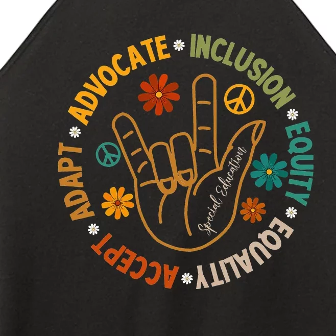 Accept Adapt Advocate Inclusion Equity Equality Women’s Perfect Tri Rocker Tank