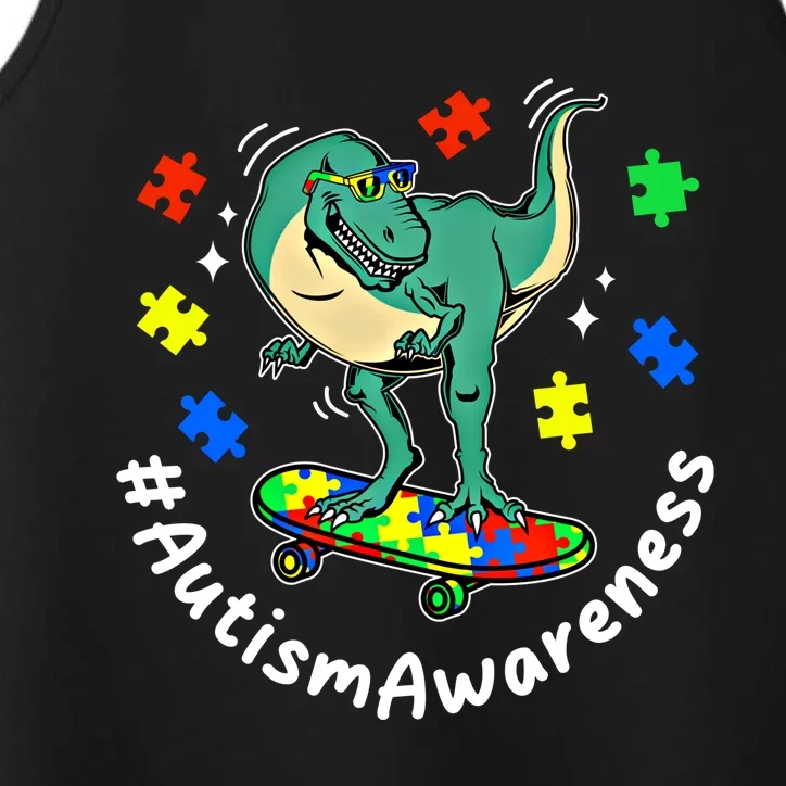 #Autismawareness Autism Awareness Dinosaur Family Fan Funny Gift Performance Tank