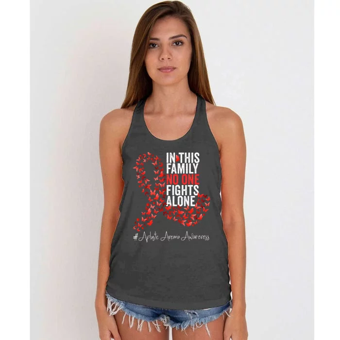 Aplastic Anemia Awareness Month Red Ribbon Women's Knotted Racerback Tank