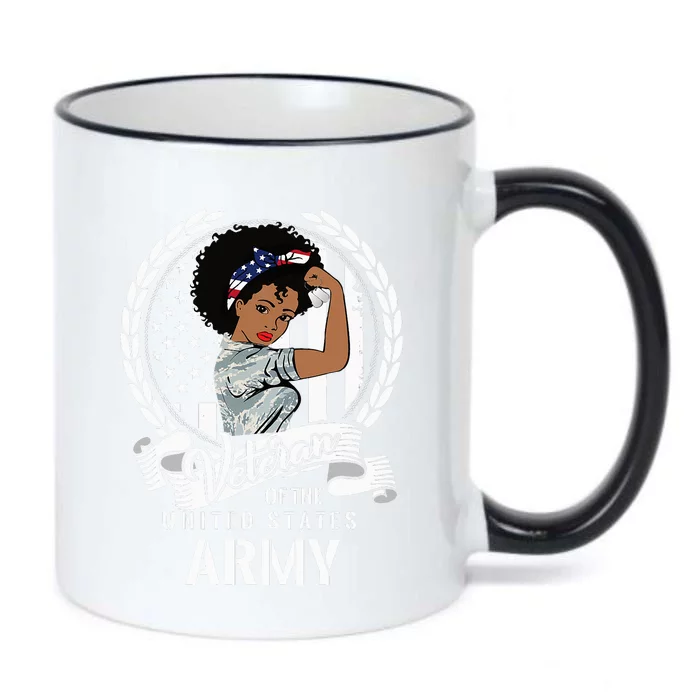 African American Army Veteran Woman Black Us Girl Army Vet Black Color Changing Mug