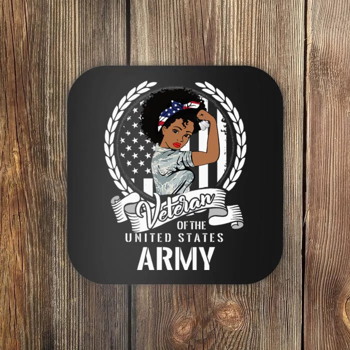 African American Army Veteran Woman Black Us Girl Army Vet Coaster