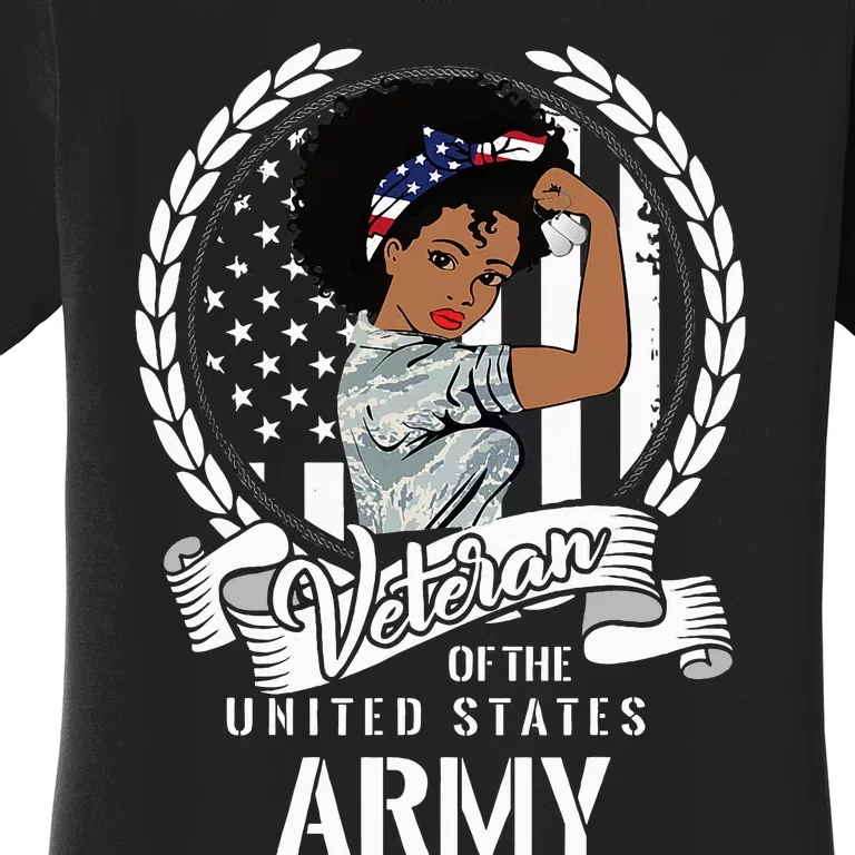 African American Army Veteran Woman Black Us Girl Army Vet Women's T-Shirt