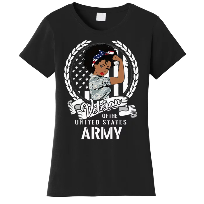 African American Army Veteran Woman Black Us Girl Army Vet Women's T-Shirt