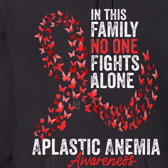 Aplastic Anemia Awareness Month Butterflies Red Ribbon Premium Hoodie