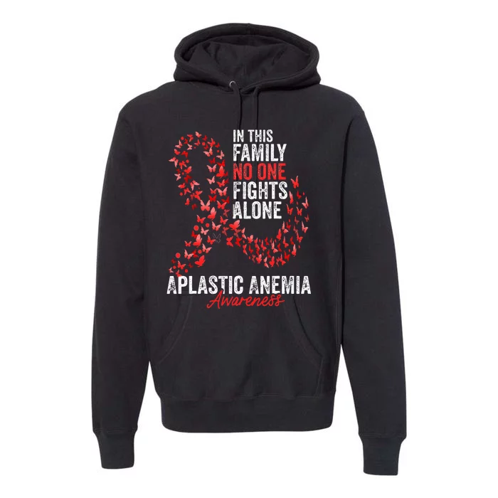 Aplastic Anemia Awareness Month Butterflies Red Ribbon Premium Hoodie