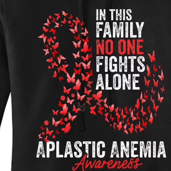 Aplastic Anemia Awareness Month Butterflies Red Ribbon Women's Pullover Hoodie